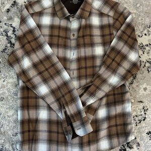 Kuhl Men's Brown and White Plaid Button Down Shirt